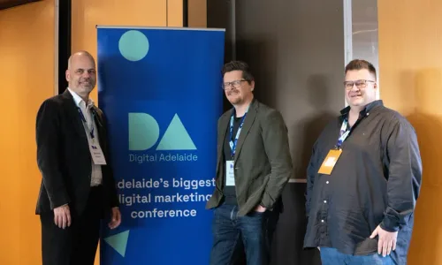 Attendees with the Digital Adelaide banner